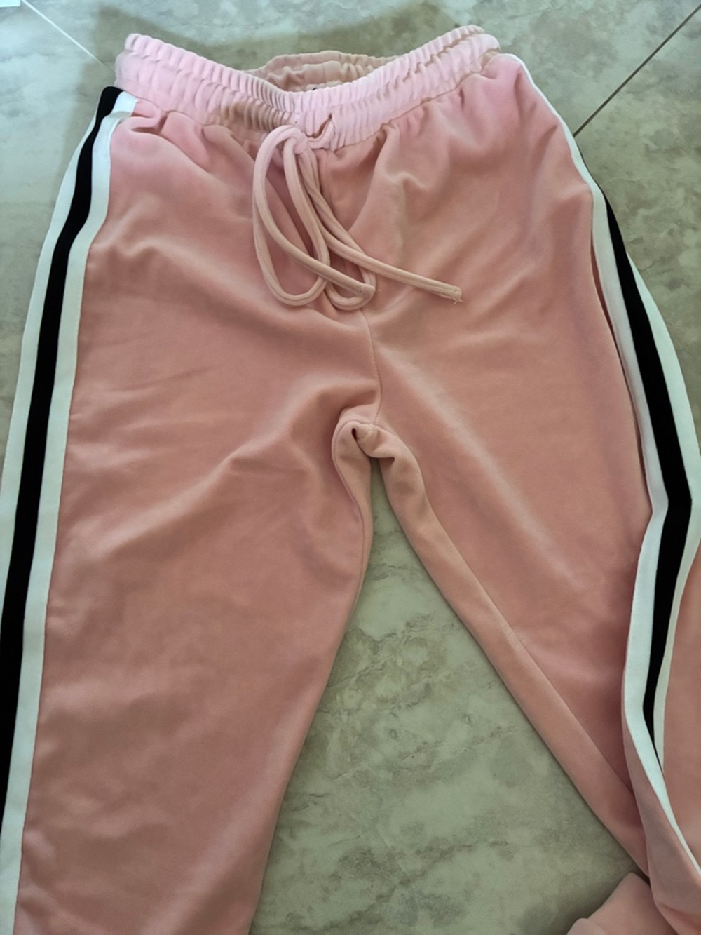 Parisian Works Pink Jogger Pants with Black & White Side Stripes